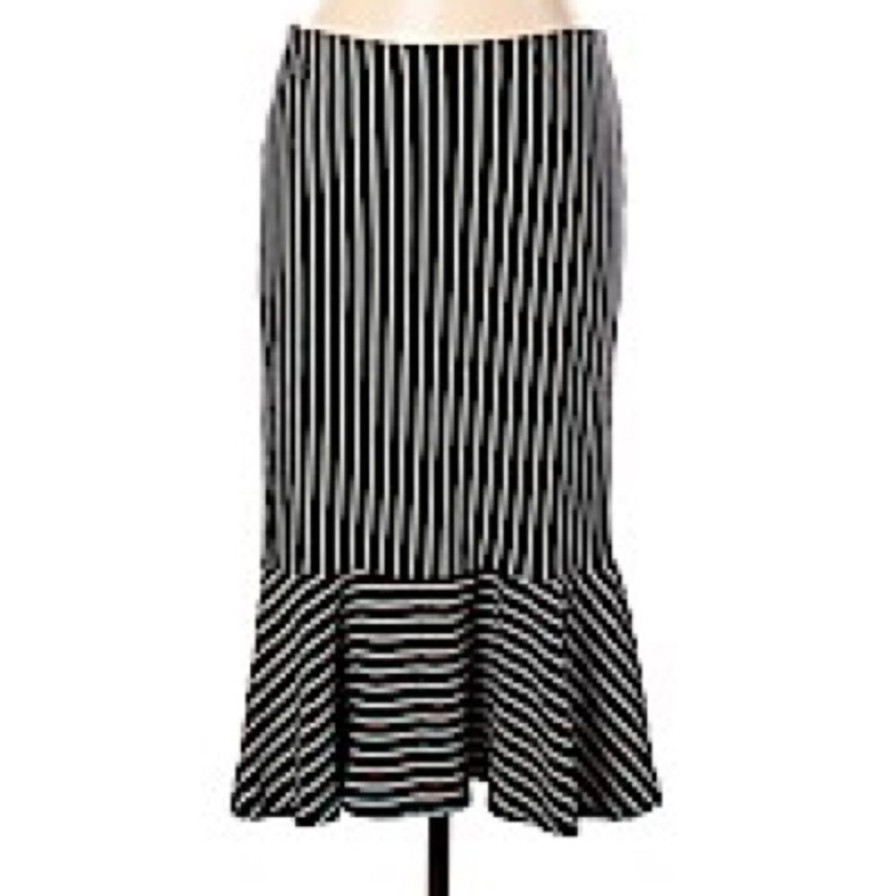 Ann Taylor Sz L *Parisian* Pinstriped Flare Tulip Pencil Skirt EUC